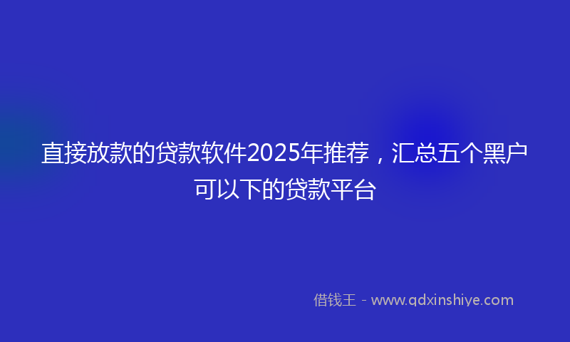 直接放款的贷款软件2025年推荐，汇总五个黑户可以下的贷款平台