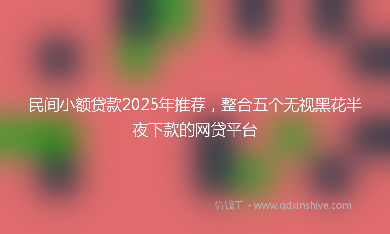 民间小额贷款2025年推荐，整合五个无视黑花半夜下款的网贷平台