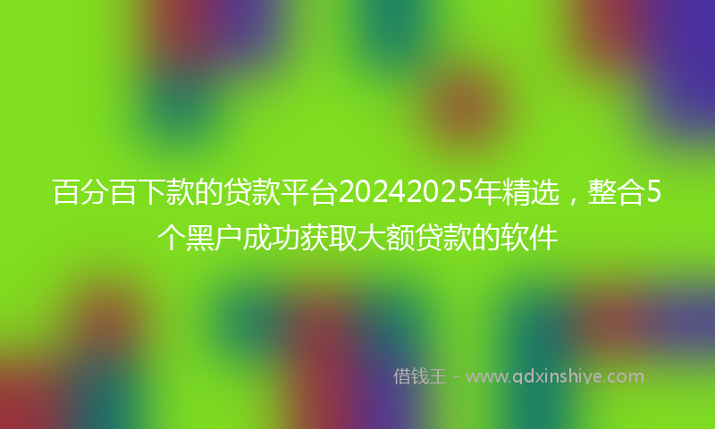 百分百下款的贷款平台20242025年精选，整合5个黑户成功获取大额贷款的软件