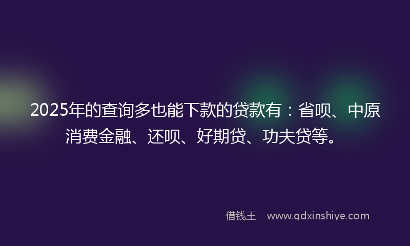 2025年的查询多也能下款的贷款有:省呗、中原消费金融、还呗、好期贷、功夫贷等。