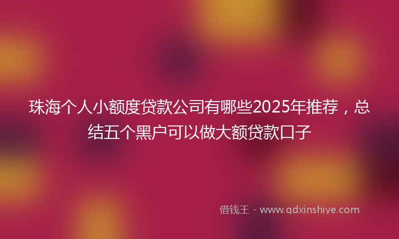 珠海个人小额度贷款公司有哪些2025年推荐，总结五个黑户可以做大额贷款口子