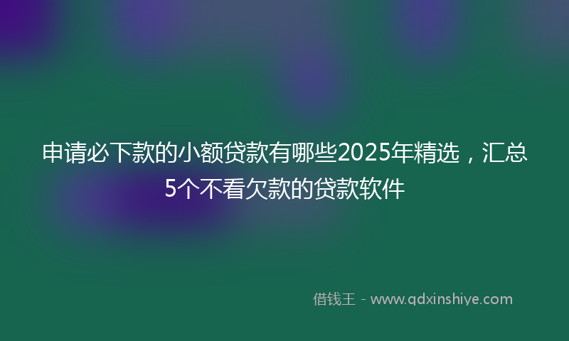 申请必下款的小额贷款有哪些2025年精选，汇总5个不看欠款的贷款软件