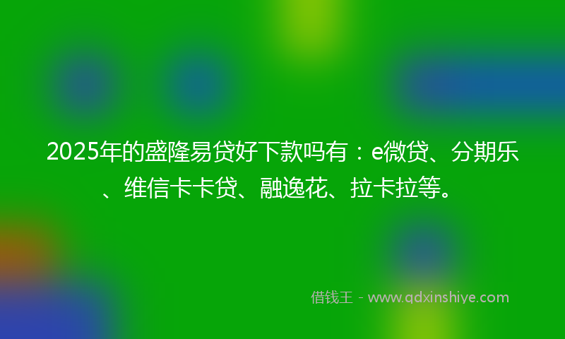 2025年的盛隆易贷好下款吗有：e微贷、分期乐、维信卡卡贷、融逸花、拉卡拉等。