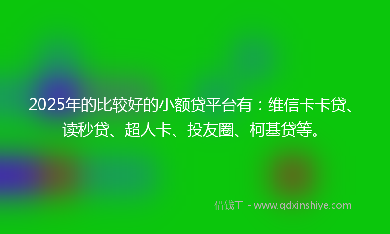 2025年的比较好的小额贷平台有：维信卡卡贷、读秒贷、超人卡、投友圈、柯基贷等。