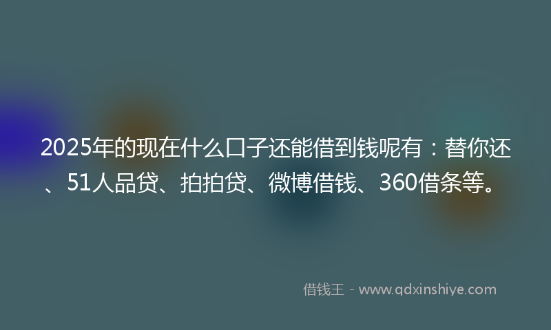 2025年的现在什么口子还能借到钱呢有：替你还、51人品贷、拍拍贷、微博借钱、360借条等。