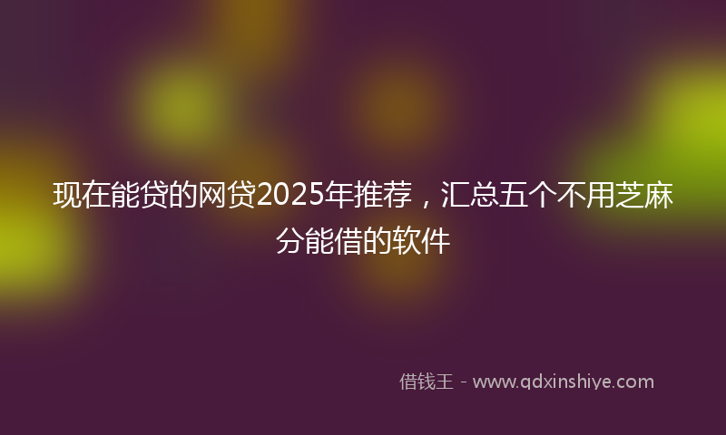 现在能贷的网贷2025年推荐，汇总五个不用芝麻分能借的软件