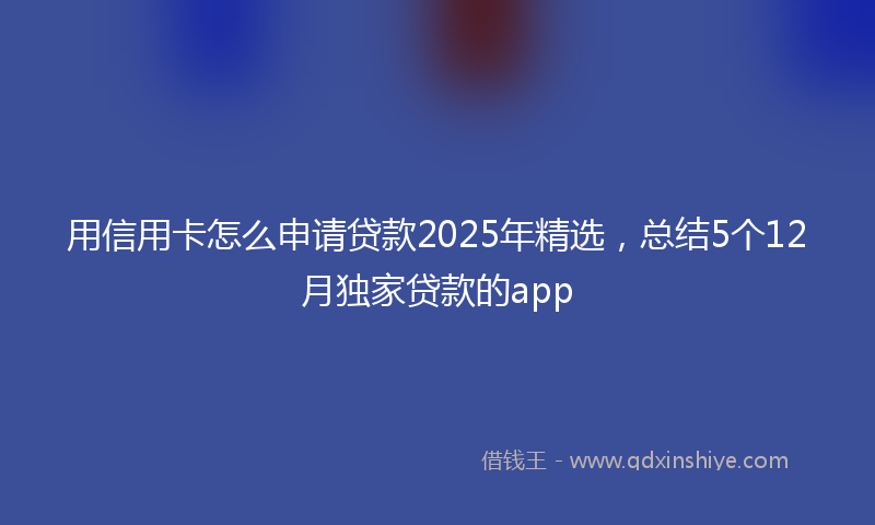 用信用卡怎么申请贷款2025年精选，总结5个12月独家贷款的app