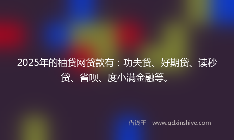 2025年的柚贷网贷款有：功夫贷、好期贷、读秒贷、省呗、度小满金融等。