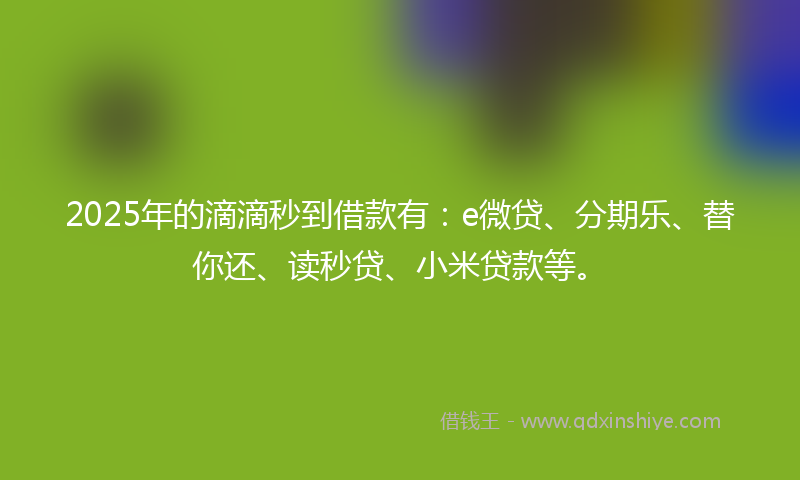 2025年的滴滴秒到借款有：e微贷、分期乐、替你还、读秒贷、小米贷款等。