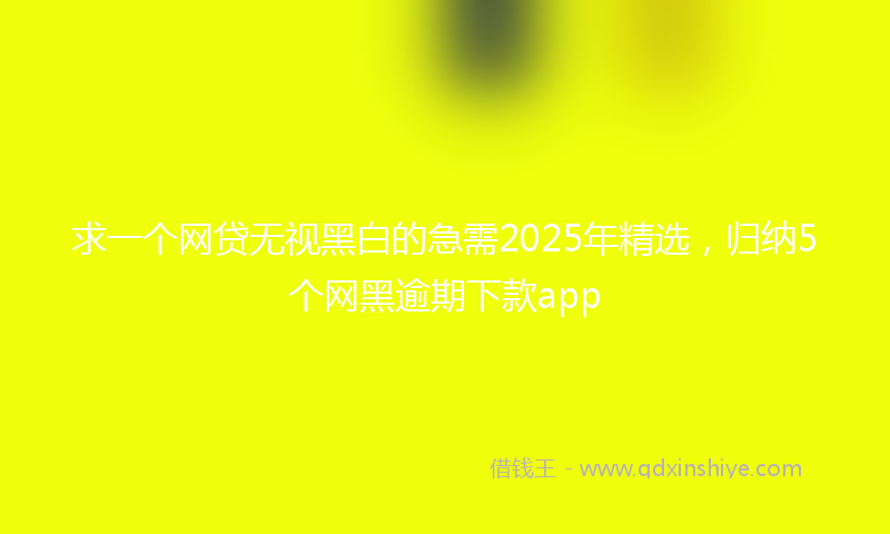 求一个网贷无视黑白的急需2025年精选，归纳5个网黑逾期下款app