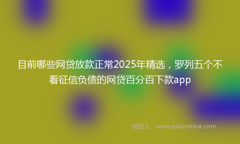 目前哪些网贷放款正常2025年精选，罗列五个不看征信负债的网贷百分百下款app