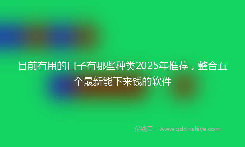 目前有用的口子有哪些种类2025年推荐，整合五个最新能下来钱的软件