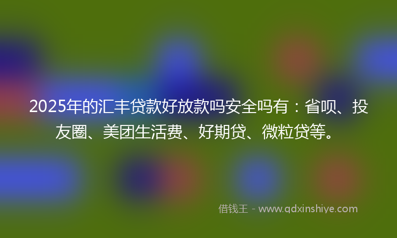 2025年的汇丰贷款好放款吗安全吗有：省呗、投友圈、美团生活费、好期贷、微粒贷等。