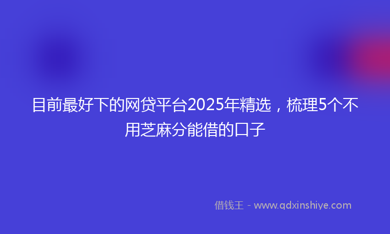 目前最好下的网贷平台2025年精选，梳理5个不用芝麻分能借的口子