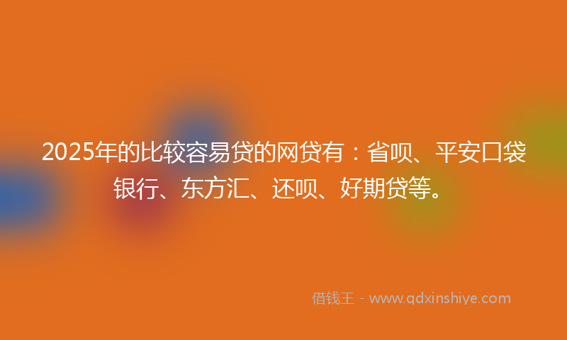2025年的比较容易贷的网贷有：省呗、平安口袋银行、东方汇、还呗、好期贷等。
