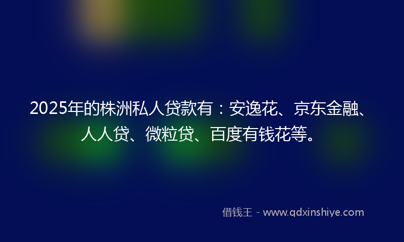 2025年的株洲私人贷款有：安逸花、京东金融、人人贷、微粒贷、百度有钱花等。