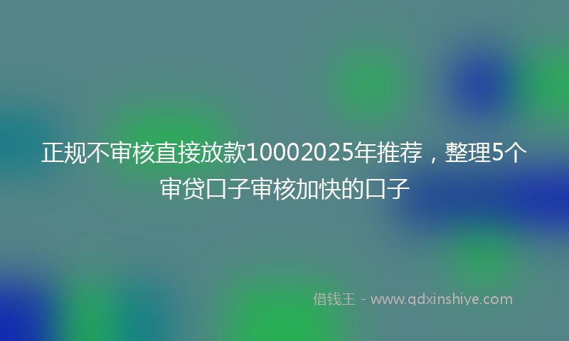 正规不审核直接放款10002025年推荐，整理5个审贷口子审核加快的口子