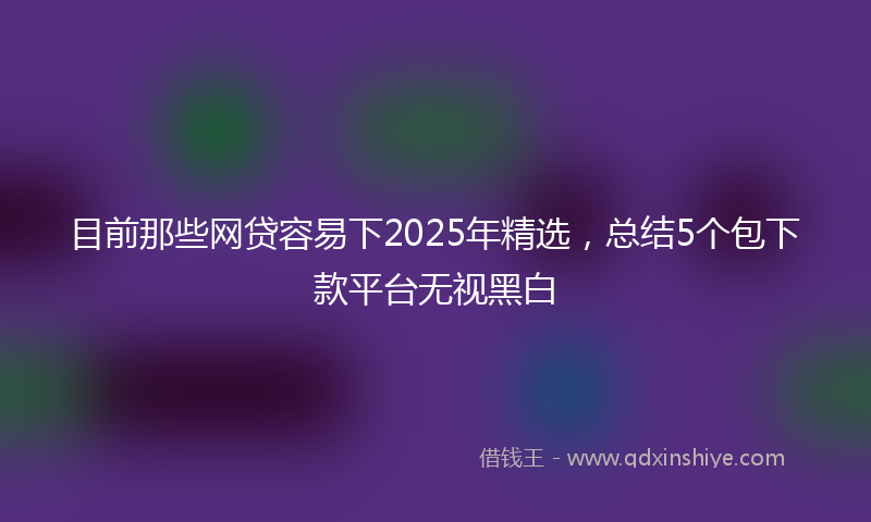 目前那些网贷容易下2025年精选，总结5个包下款平台无视黑白