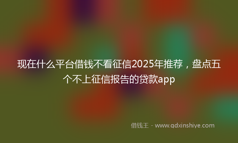 现在什么平台借钱不看征信2025年推荐，盘点五个不上征信报告的贷款app