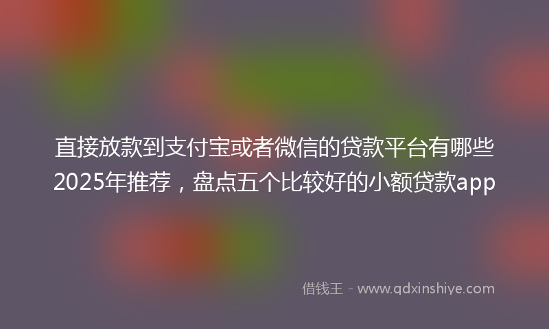 直接放款到支付宝或者微信的贷款平台有哪些2025年推荐，盘点五个比较好的小额贷款app