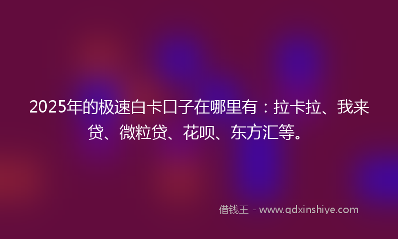 2025年的极速白卡口子在哪里有：拉卡拉、我来贷、微粒贷、花呗、东方汇等。