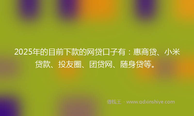 2025年的目前下款的网贷口子有：惠商贷、小米贷款、投友圈、团贷网、随身贷等。