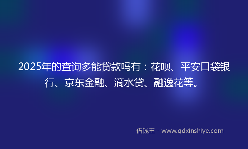 2025年的查询多能贷款吗有：花呗、平安口袋银行、京东金融、滴水贷、融逸花等。