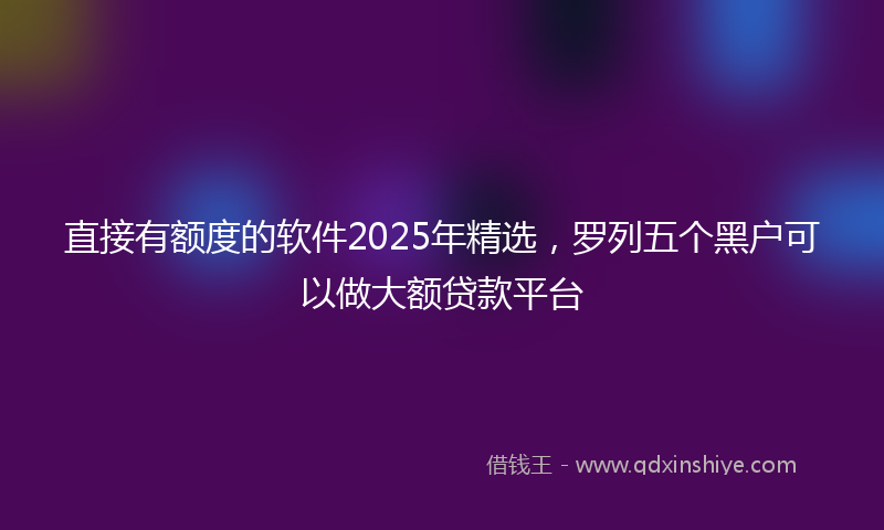 直接有额度的软件2025年精选，罗列五个黑户可以做大额贷款平台