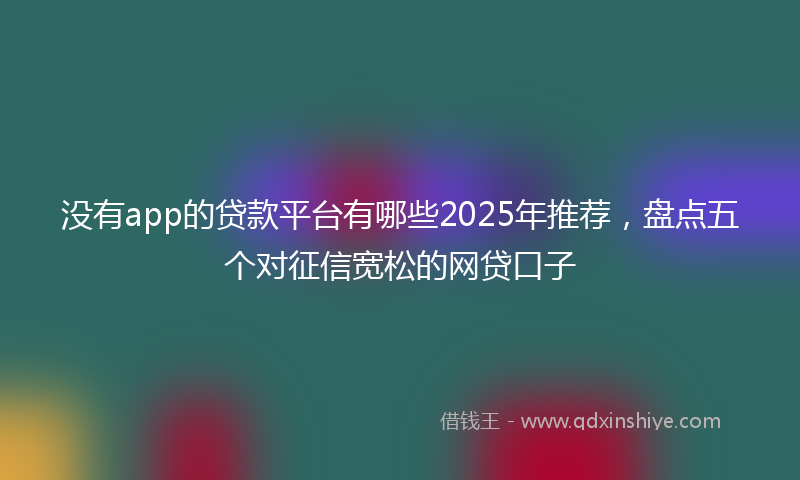 没有app的贷款平台有哪些2025年推荐，盘点五个对征信宽松的网贷口子