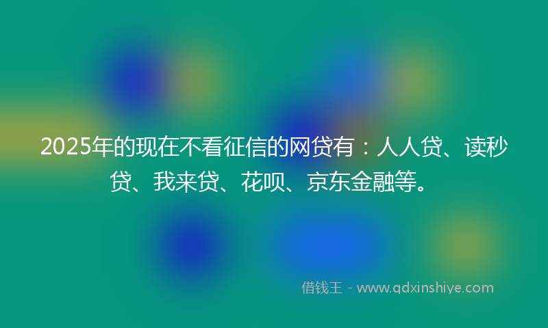 2025年的现在不看征信的网贷有：人人贷、读秒贷、我来贷、花呗、京东金融等。