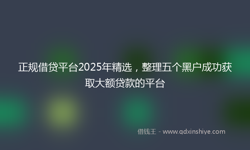 正规借贷平台2025年精选，整理五个黑户成功获取大额贷款的平台