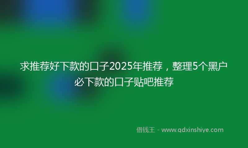 求推荐好下款的口子2025年推荐，整理5个黑户必下款的口子贴吧推荐