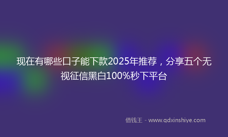 现在有哪些口子能下款2025年推荐，分享五个无视征信黑白100%秒下平台