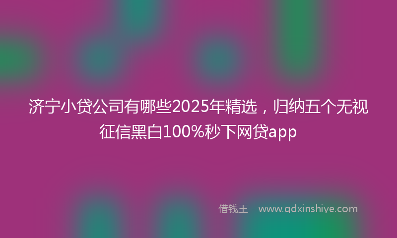 济宁小贷公司有哪些2025年精选，归纳五个无视征信黑白100%秒下网贷app