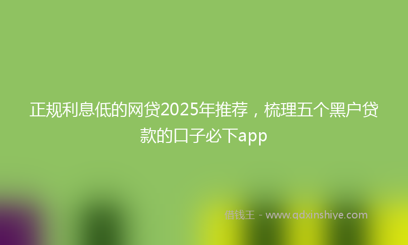 正规利息低的网贷2025年推荐，梳理五个黑户贷款的口子必下app