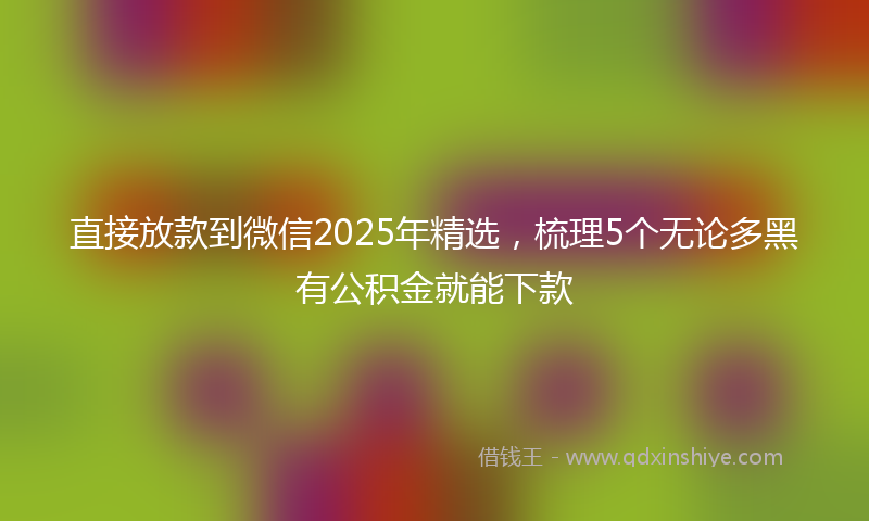 直接放款到微信2025年精选，梳理5个无论多黑有公积金就能下款