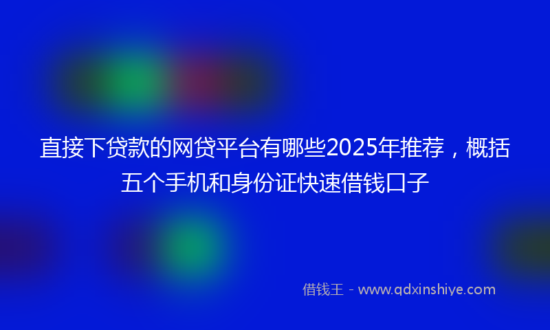 直接下贷款的网贷平台有哪些2025年推荐，概括五个手机和身份证快速借钱口子