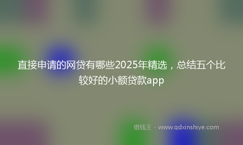 直接申请的网贷有哪些2025年精选，总结五个比较好的小额贷款app