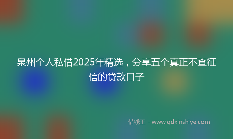 泉州个人私借2025年精选,分享五个真正不查征信的贷款口子