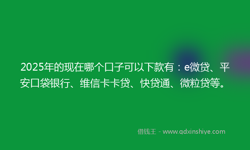 2025年的现在哪个口子可以下款有：e微贷、平安口袋银行、维信卡卡贷、快贷通、微粒贷等。