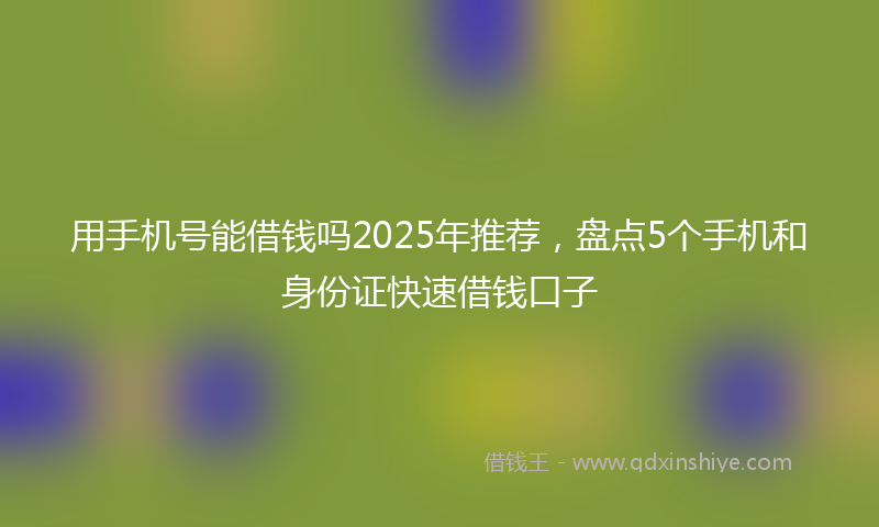 用手机号能借钱吗2025年推荐，盘点5个手机和身份证快速借钱口子