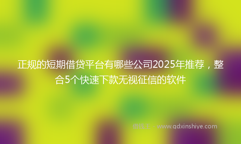 正规的短期借贷平台有哪些公司2025年推荐，整合5个快速下款无视征信的软件