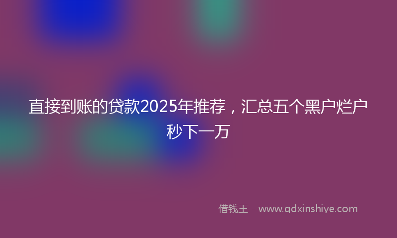 直接到账的贷款2025年推荐，汇总五个黑户烂户秒下一万