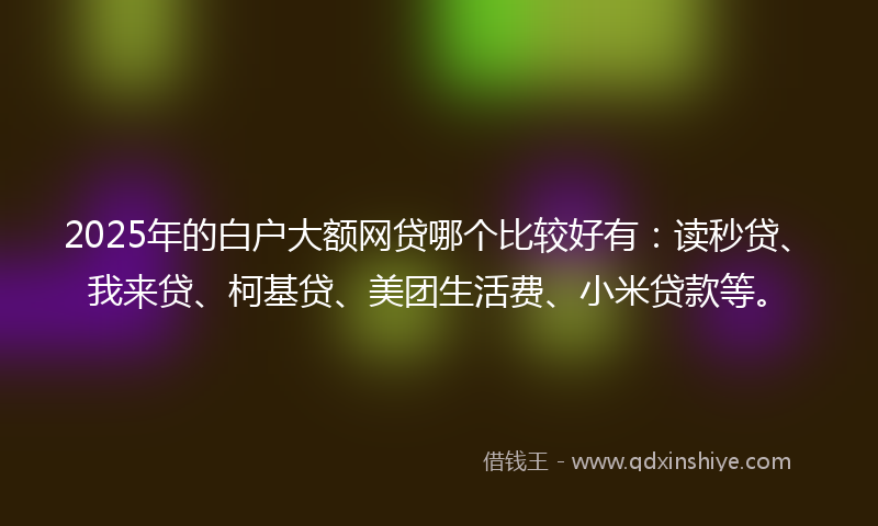 2025年的白户大额网贷哪个比较好有：读秒贷、我来贷、柯基贷、美团生活费、小米贷款等。