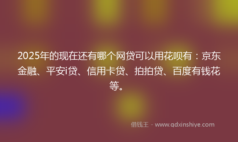 2025年的现在还有哪个网贷可以用花呗有：京东金融、平安i贷、信用卡贷、拍拍贷、百度有钱花等。