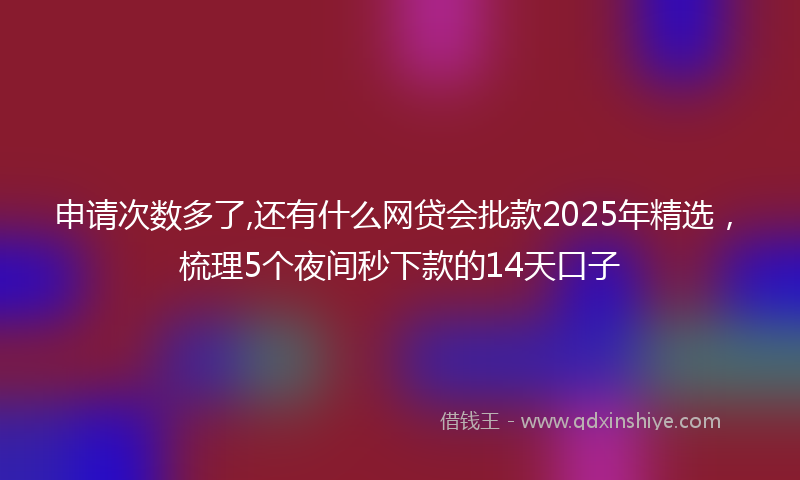 申请次数多了,还有什么网贷会批款2025年精选，梳理5个夜间秒下款的14天口子