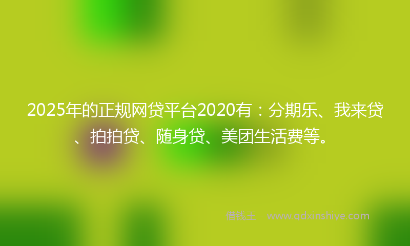 2025年的正规网贷平台2020有：分期乐、我来贷、拍拍贷、随身贷、美团生活费等。