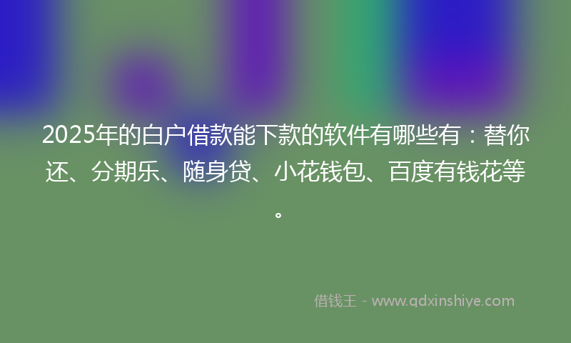 2025年的白户借款能下款的软件有哪些有：替你还、分期乐、随身贷、小花钱包、百度有钱花等。