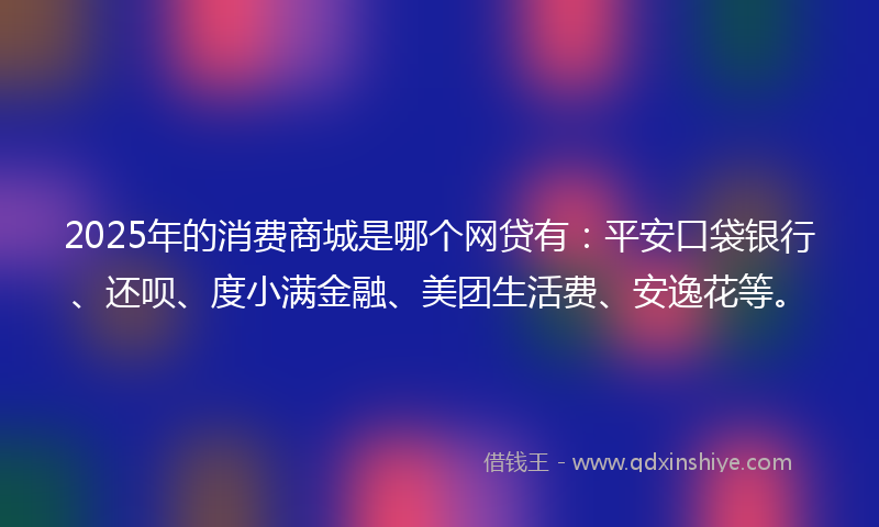 2025年的消费商城是哪个网贷有：平安口袋银行、还呗、度小满金融、美团生活费、安逸花等。