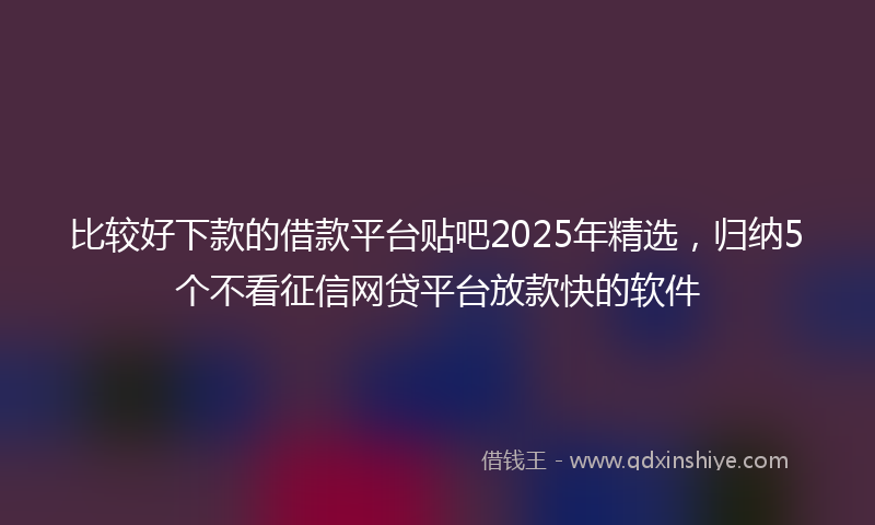 比较好下款的借款平台贴吧2025年精选，归纳5个不看征信网贷平台放款快的软件
